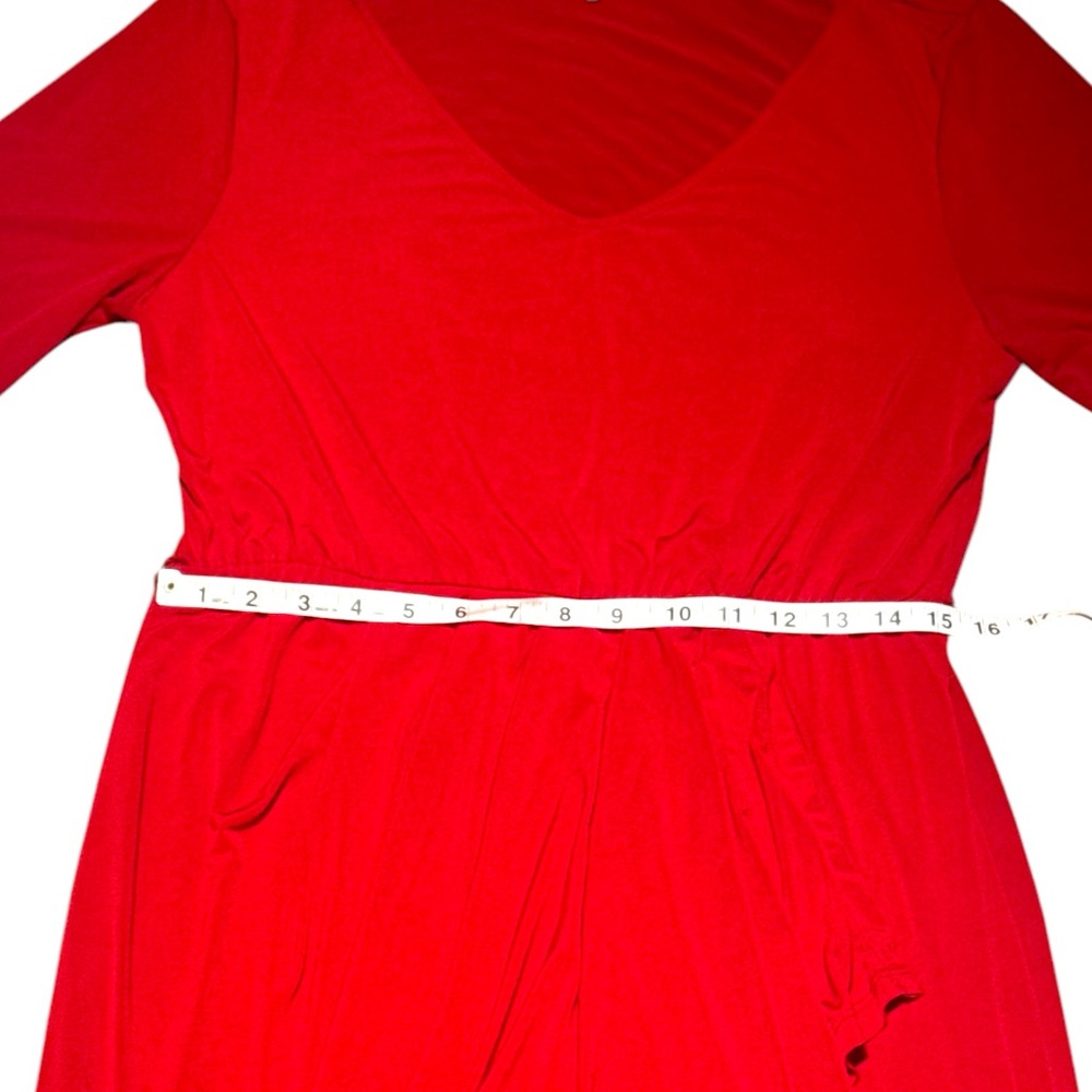 Daisy Fuentes Red V-Neck Long Sleeve Sheath Dress - Picture 5 of 7